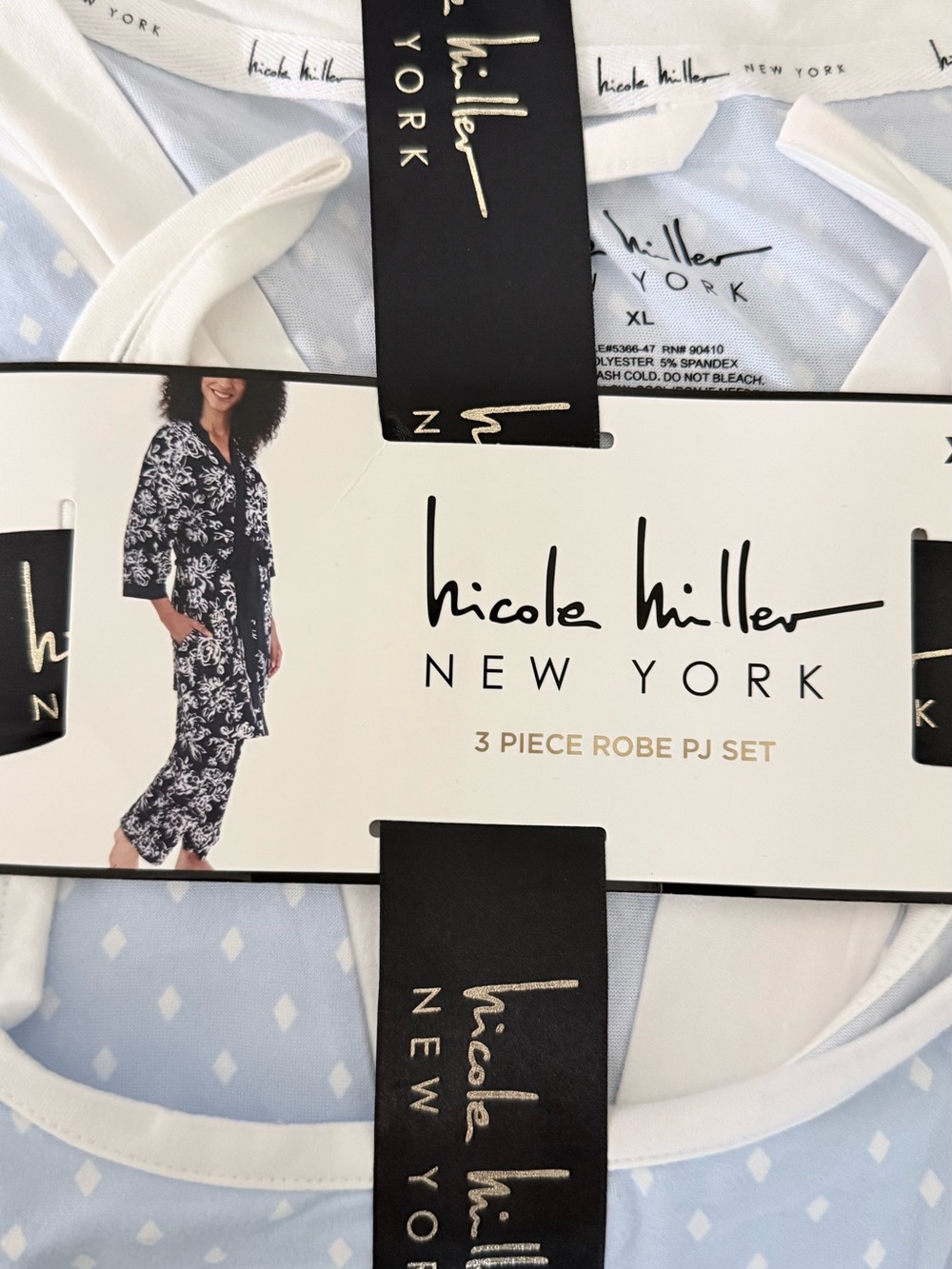 Nicole Miller Light Blue 3-Piece Robe PJ Set